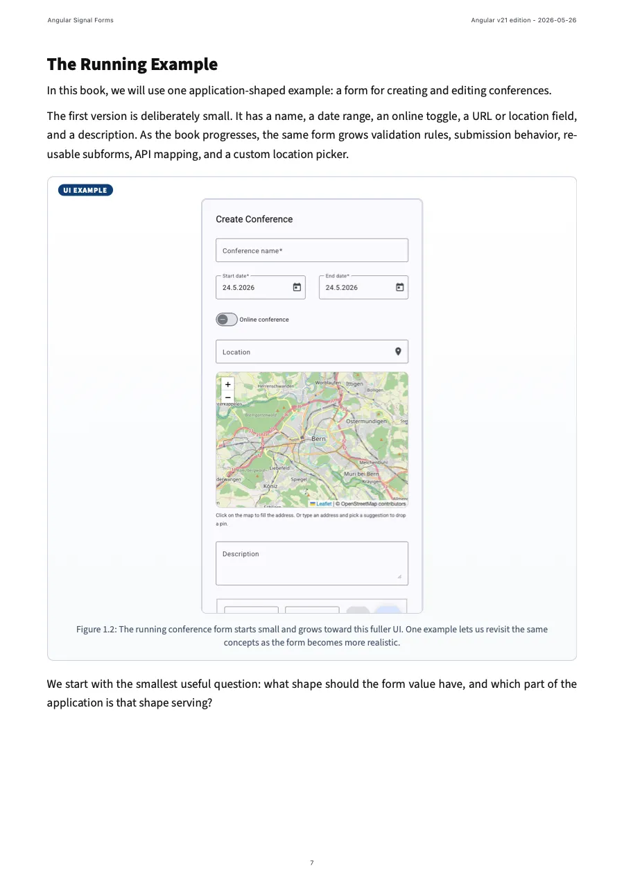 Preview page showing the reference conference form used in the ebook